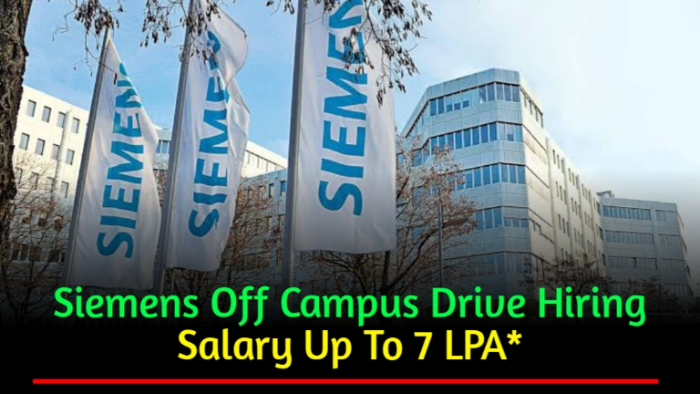 Siemens Hiring Fresher Drive 2024